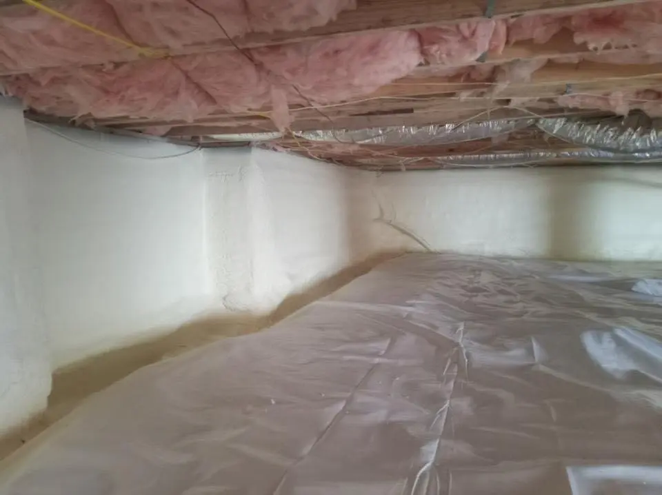 Crawl space encapsulation with closed-cell spray foam for Attic Insulation in Boston